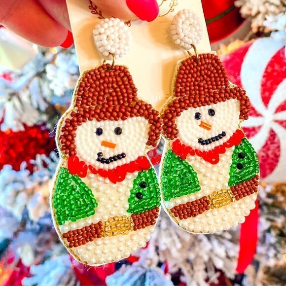 Snowman Beaded Earrings - Picture 3 of 3